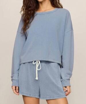 NEW Z SUPPLY circuit knit denim sweatshirt in ocean air indigo